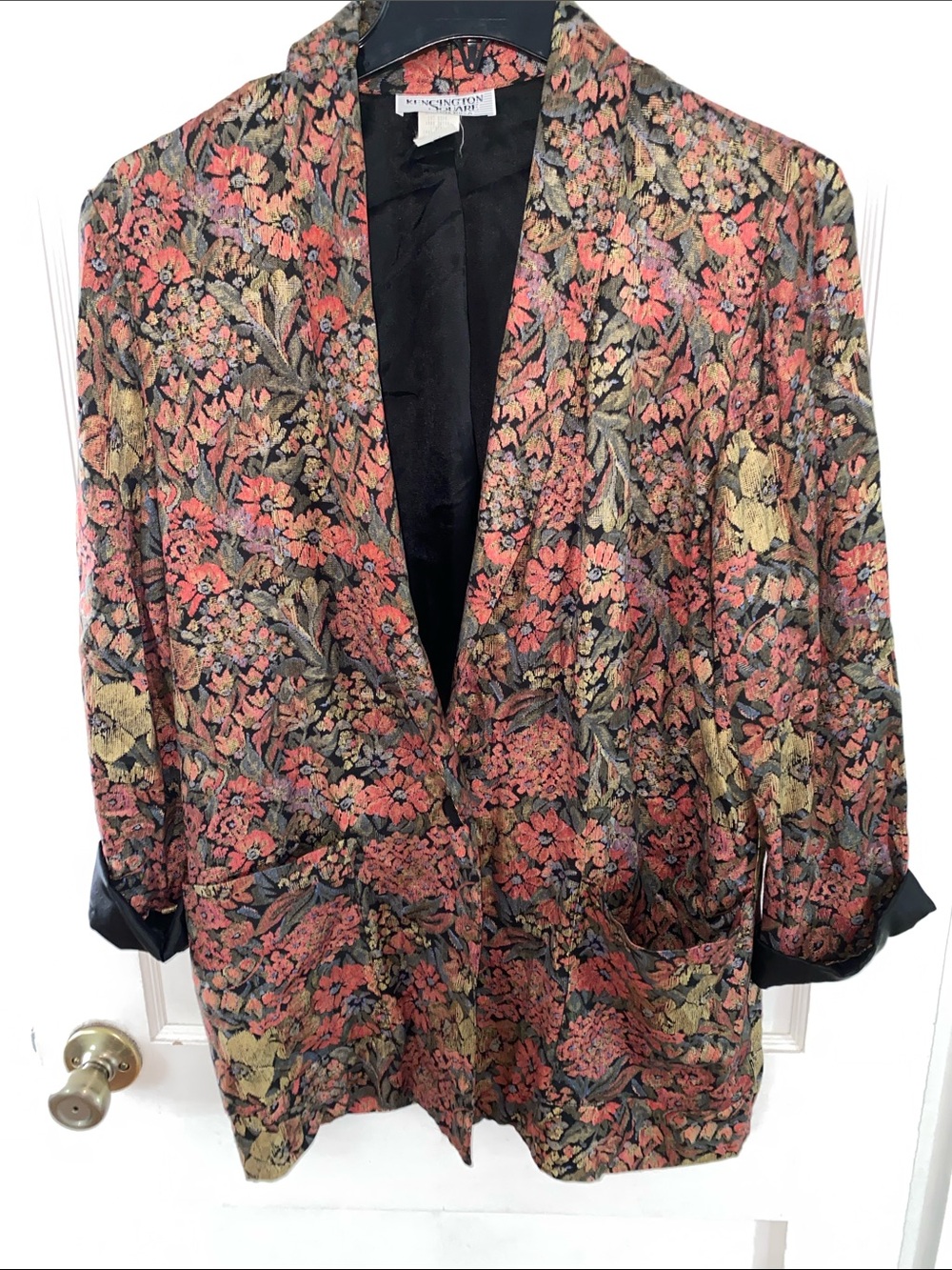 VTG 90s Muted Floral Tapestry Blazer Jacket Open Front Whimsigoth Sz M